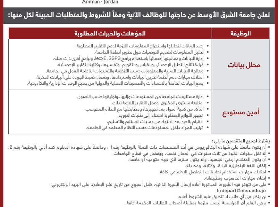اعلان شواغر 4 نيسان