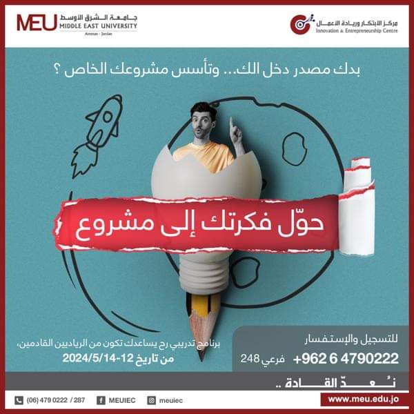 Middle East University provides its students with a training programme that turns their entrepreneurial ideas into a reality. 